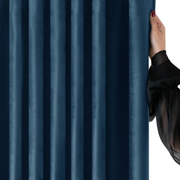 Modrý sametový dimout závěs 265x175 cm Velto – Filumi-image-2