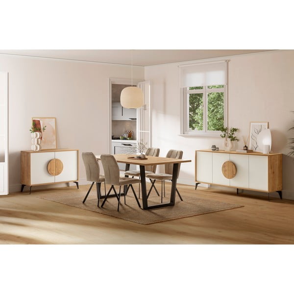 Nízká komoda v dekoru dubu v bílo-přírodní barvě 110x82 cm Vae – Marckeric-image-1