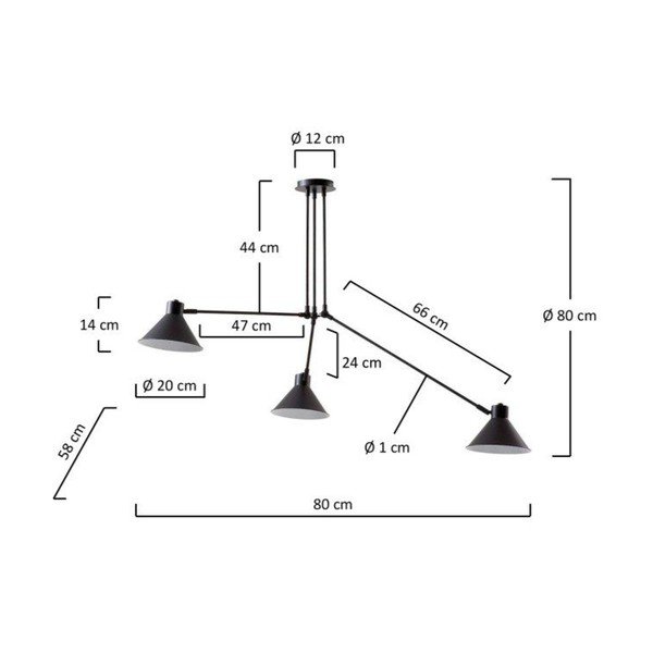 Černé stropní svítidlo 80x80 cm Dione – Kave Home-image-3