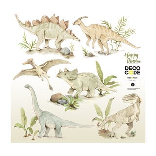 Sada nástěnných dětských samolepek s motivy dinosaura Dekornik Happy Dino, 70 x 70 cm
