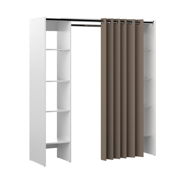Otevřená šatní skříň ve světle hnědo-bílé barvě 185x182 cm Tom – TemaHome-image-2