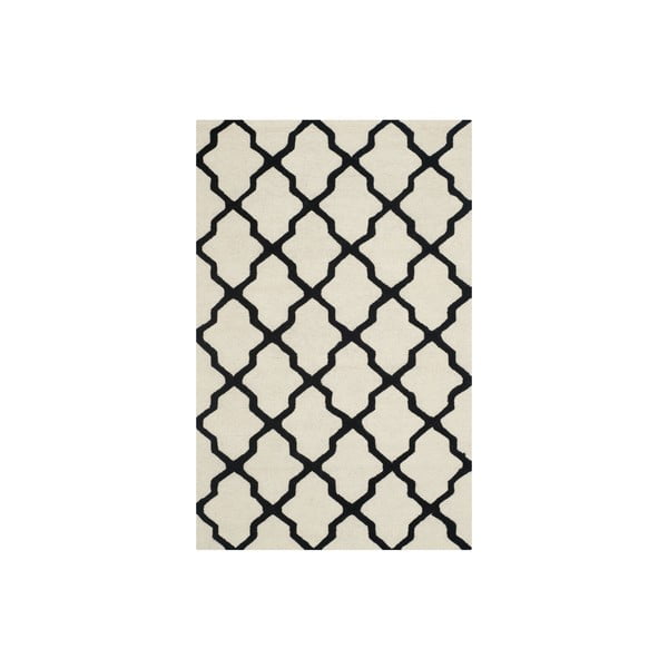 Bíločerný vlněný koberec Safavieh Ava, 243 x 152 cm