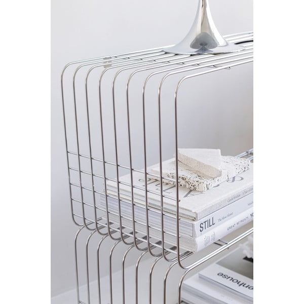 Kovová nástěnná knihovna v leskle stříbrné barvě 70x30 cm Wire – Mette Ditmer Denmark-image-2