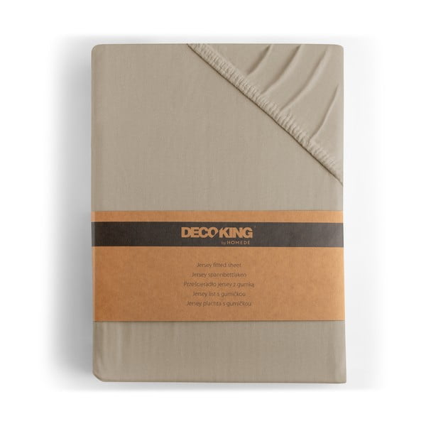 Světle hnědé napínací prostěradlo jersey 220x200 cm Amber – Restilo-image-4