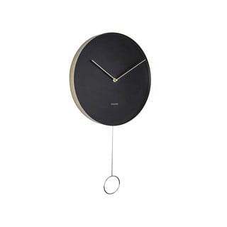 Černé nástěnné kyvadlové hodiny Karlsson Pendulum, ø 34 cm