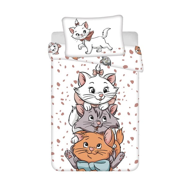 Bílé bavlněné dětské povlečení do postýlky 100x135 cm Marie Cat "Friends" – Jerry Fabrics