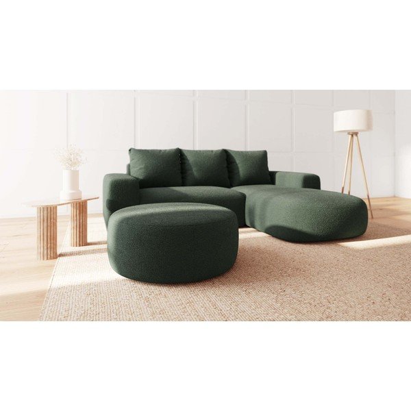 Zelený taburet z textilie bouclé Feiro – MESONICA-image-1