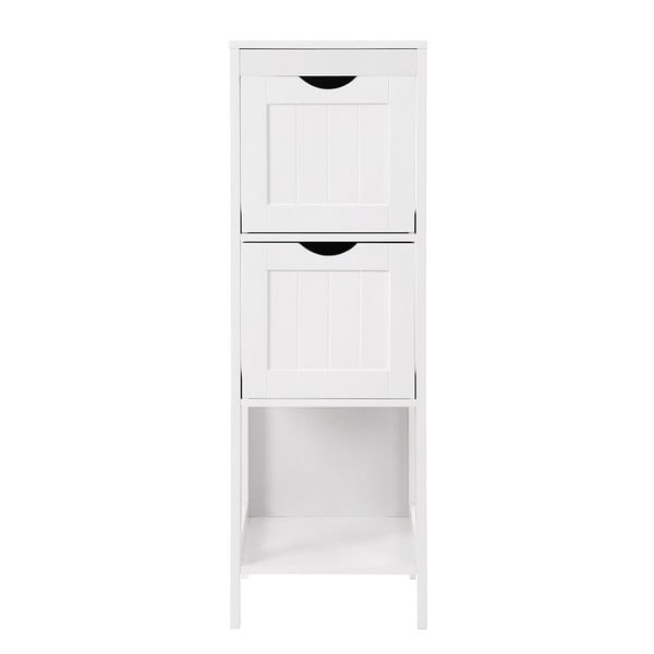 Bílá koupelnová skříňka se 2 zásuvkami Songmics, výška 89 cm