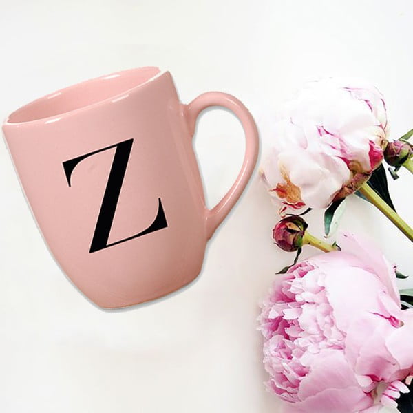 Růžový keramický hrneček Vivas Letter Z, 330 ml