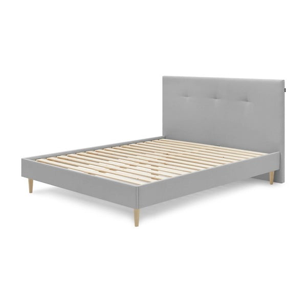 Světle šedá čalouněná dvoulůžková postel s roštem 160x200 cm Tory – Bobochic Paris