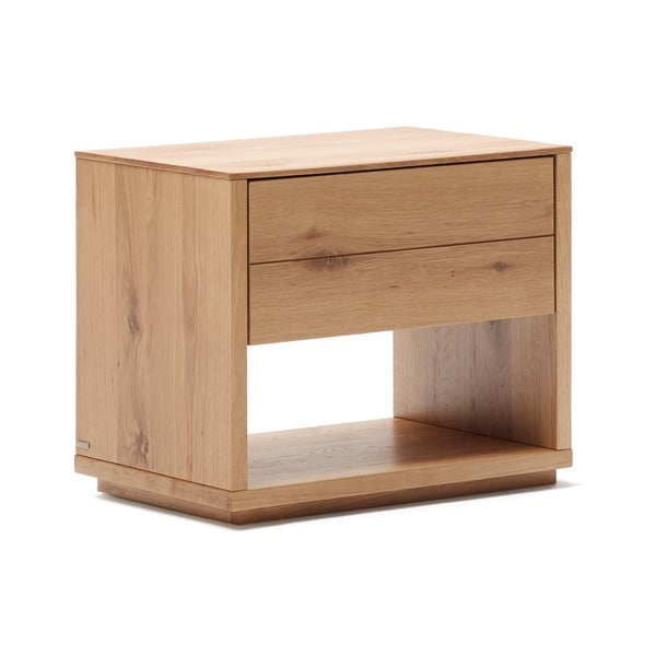 Noční stolek v dekoru dubu v přírodní barvě Alguema – Kave Home-image-2