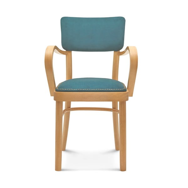 Dřevěná židle s modrým polstrováním Fameg Lone