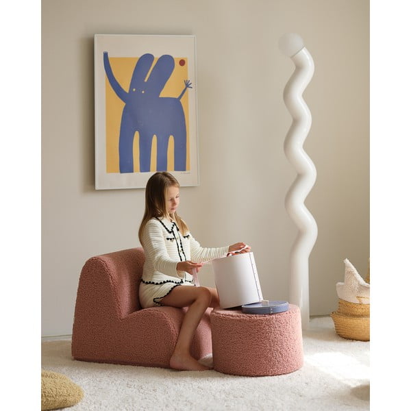 Růžový dětský puf z textilie bouclé – Wigiwama-image-3