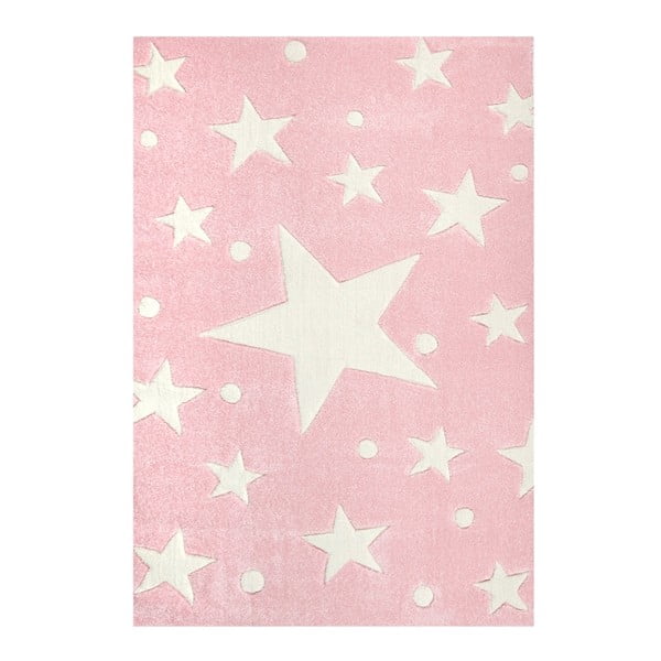 Růžový dětský koberec Happy Rugs Star Constellation, 140 x 140 cm