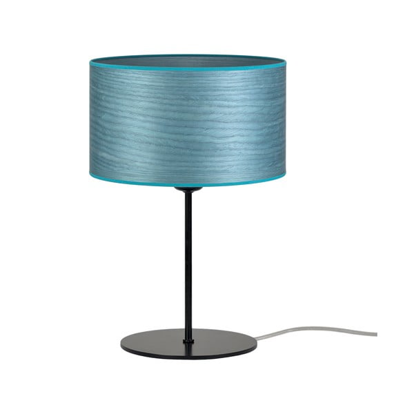 Modrá stolní lampa z přírodní dýhy Sotto Luce Ocho S, ⌀ 25 cm