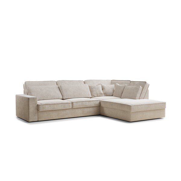 Krémová žinylková rohová pohovka (pravý roh/do L) Kirou – Maison de Rêve-image-2