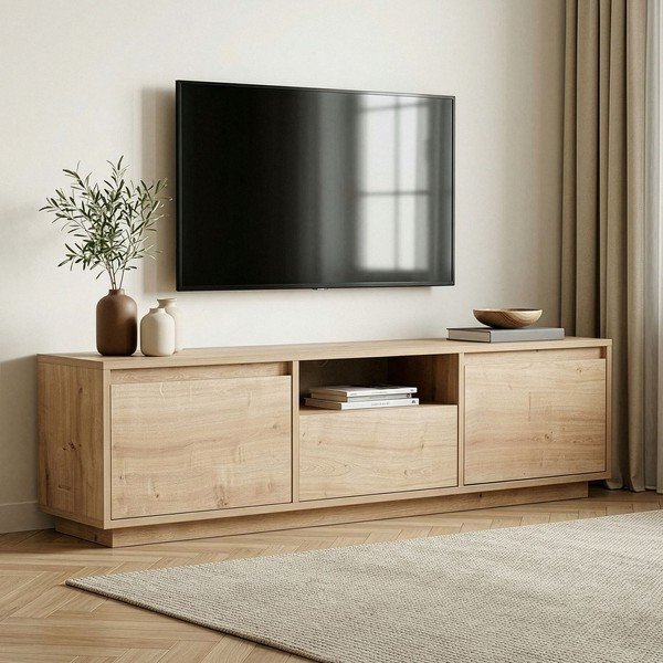 TV stolek v dekoru dubu v přírodní barvě 160x42x30 cm Sentinel – Kalune Design-image-1