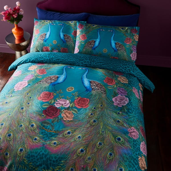 Zelenomodré povlečení na dvoulůžko z bavlněného saténu 200x200 cm Xanadu Peacock – Matthew Williamson-image-4