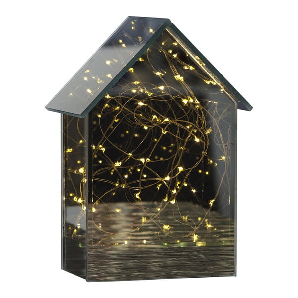Skleněná LED dekorace Best Season Mirror House, výška 20 cm