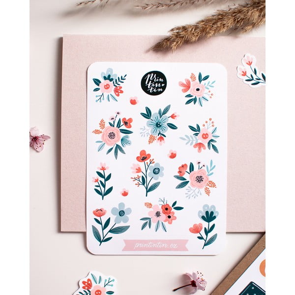 Arch vinylových samolepek s motivem Květiny Printintin, 10,5 cm x 14,5 cm-image-1