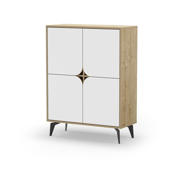 Skříňka v dekoru dubu v bílo-přírodní barvě 90x120 cm Nola – Marckeric-image-3