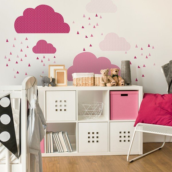 Růžová nástěnná samolepka Ambiance Scandinavian Clouds-image-3