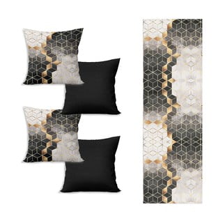 Set běhounu na stůl a 4 povlaků na polštáře Optic - Minimalist Cushion Covers