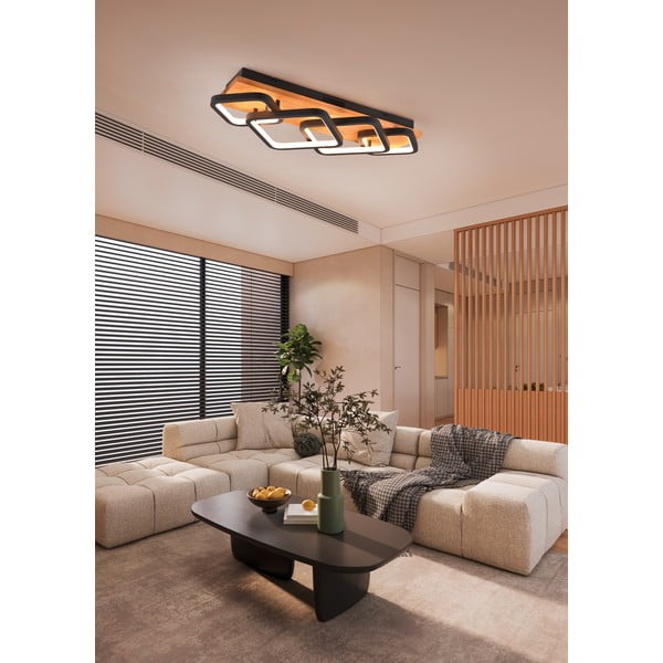 LED stmívatelné stropní svítidlo v černo-přírodní barvě 32x72 cm Rama – Trio-image-1