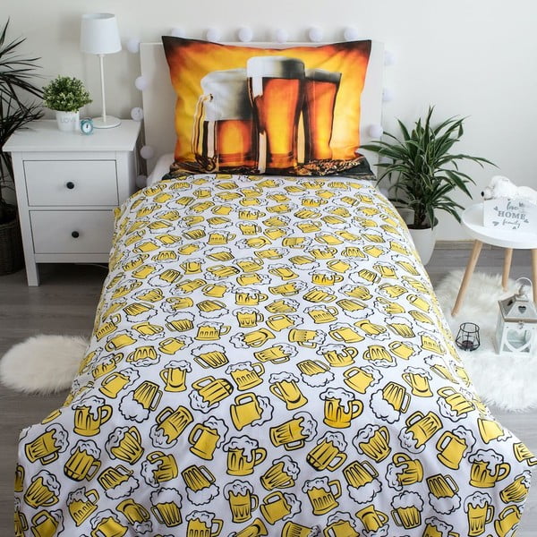 Jantarové bavlněné povlečení na jednolůžko 140x200 cm Beer – Jerry Fabrics-image-2