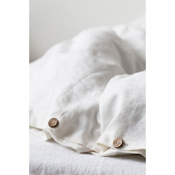 Bílý lněný povlak na peřinu Linen Tales, 200 x 200 cm-image-3
