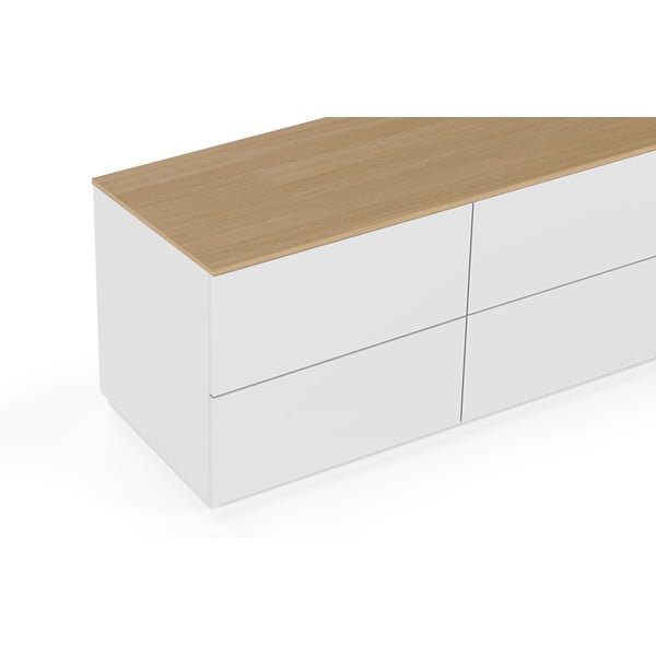 Bílá komoda s šuplíky a deskou v dubovém dekoru TemaHome Join, 120 x 54 cm-image-1