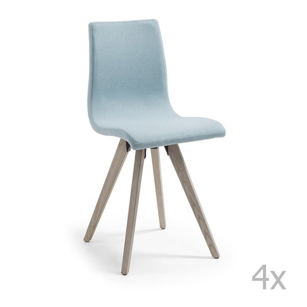 Sada 4 světle modrých jídelních židlí La Forma Una