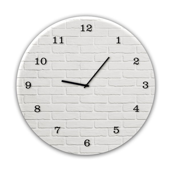 Nástěnné hodiny Styler Glassclock White Brick, ⌀ 30 cm