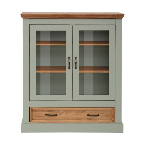 Světle zelená vitrína z borovicového dřeva 100x120 cm Selma – Støraa