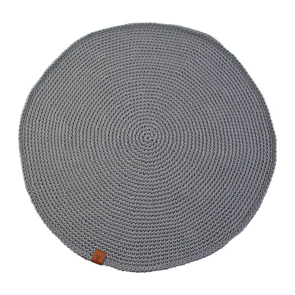 Háčkovaný kulatý koberec Catness, šedý, 100 cm