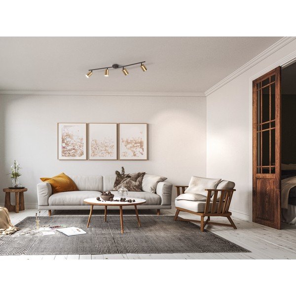 Stropní svítidlo v černé a zlaté barvě s kovovým stínidlem ø 8 cm Vano – Fischer & Honsel-image-2