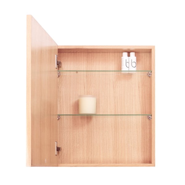 Nástěnné zrcadlo s úložným prostorem z dubového dřeva Mezza Wireworks, 45 x 55 cm-image-2