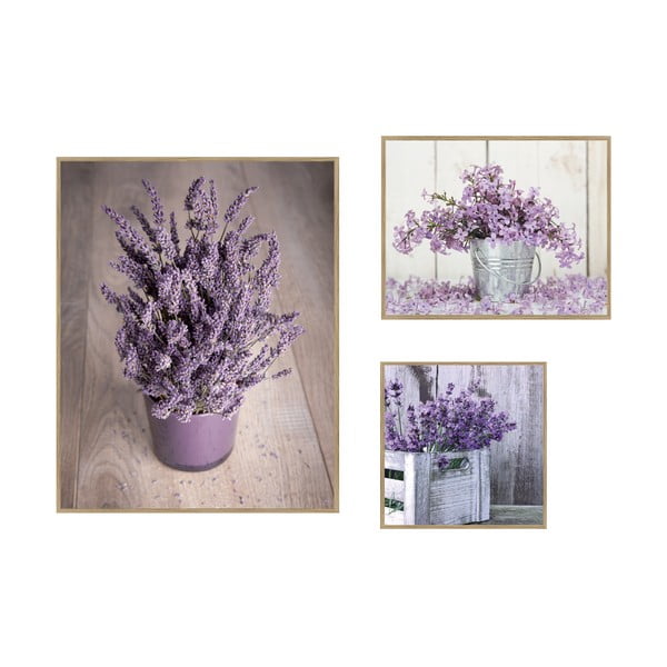 Obrazy v sadě 3 ks 40x50 cm Purple Flowers – knor