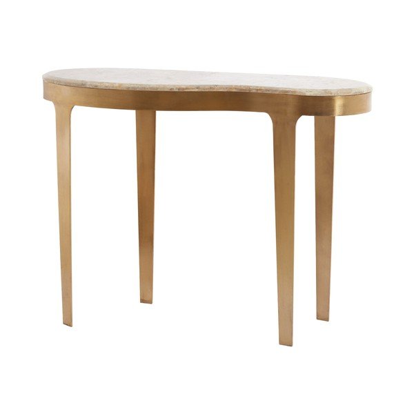 Konzolový stolek s mramorovou deskou  v bronzové barvě/taupe 40x110 cm Giulio – Light & Living-image-3