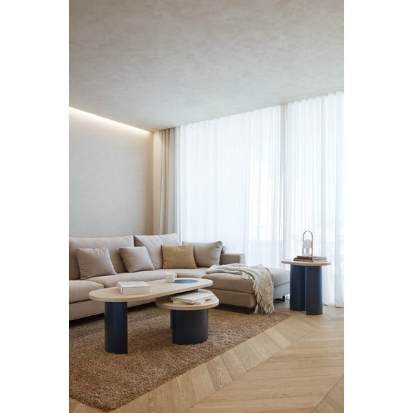 Modrý/v přírodní barvě konferenční stolek v dekoru jasanu 50x120 cm Nori – Teulat-image-1