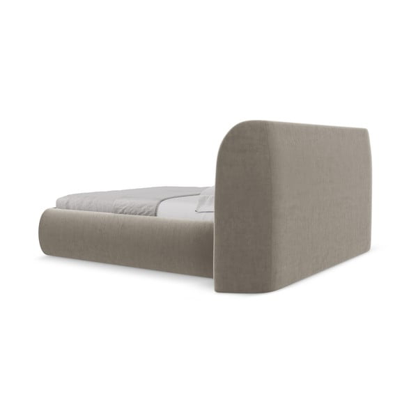Čalouněná dvoulůžková postel taupe s úložným prostorem s roštem 140x200 cm Hauke – Makamii-image-4