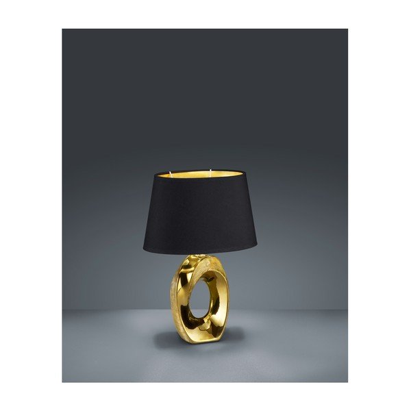Stolní lampa v černo-zlaté barvě z keramiky a tkaniky Reality Taba, výška 33 cm-image-1