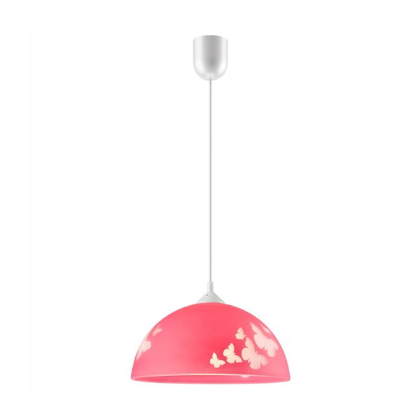 Růžové dětské svítidlo se skleněným stínidlem ø 30 cm Mariposa – LAMKUR