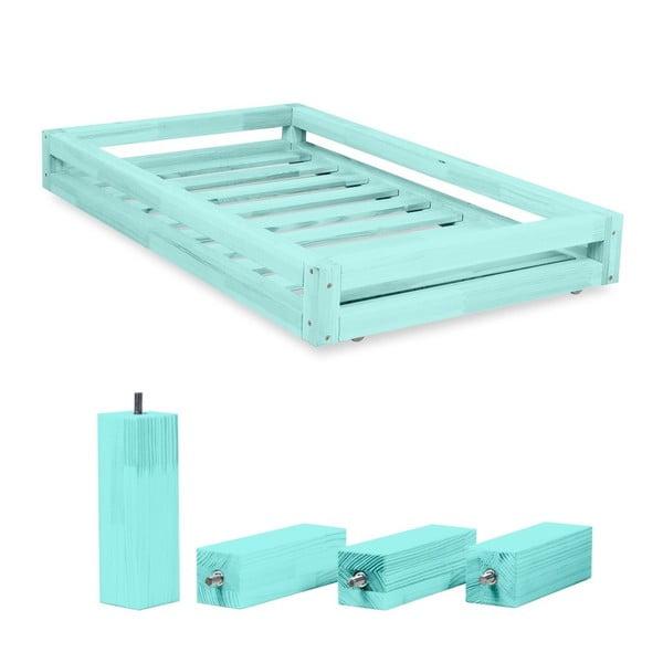 Set modré zásuvky pod postel a 4 prodloužených nohou Benlemi, pro postel 80 x 180 cm