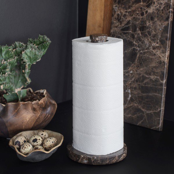 Tmavě hnědý mramorový držák na kuchyňské utěrky ø 12,5 cm Marble – Mette Ditmer Denmark-image-2