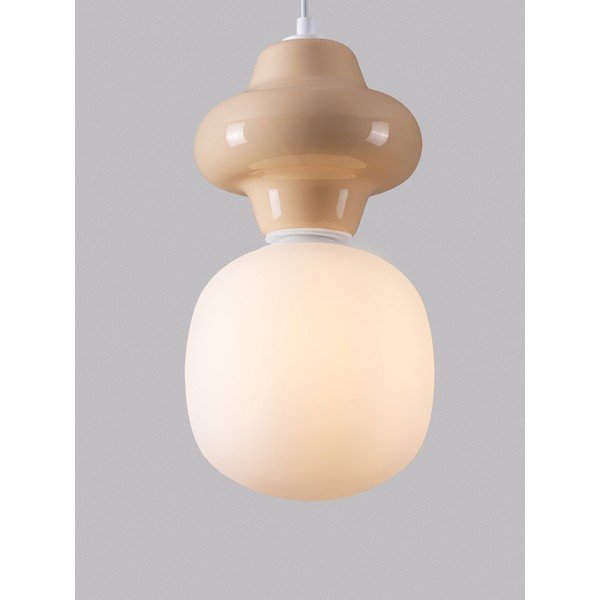 Bílé/krémové keramické závěsné svítidlo se skleněným stínidlem ø 18 cm Clio – Nova Luce-image-1