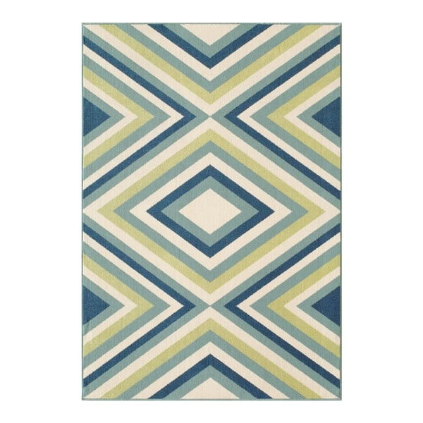 Modro-zelený venkovní koberec Floorita Rombi, 160 x 230 cm