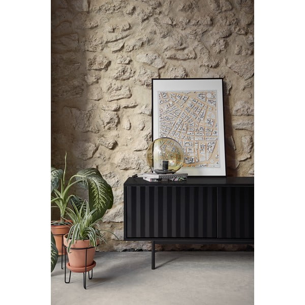 TV stolek v dekoru dubu v černo-přírodní barvě 180x52 cm Sierra – Teulat-image-1