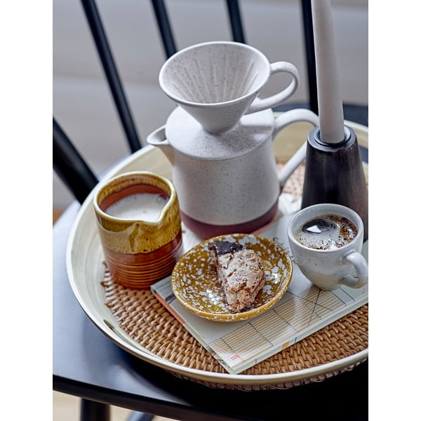 Oranžovo-bílý kameninový dezertní talíř Bloomingville Carmel, ø 11 cm-image-1