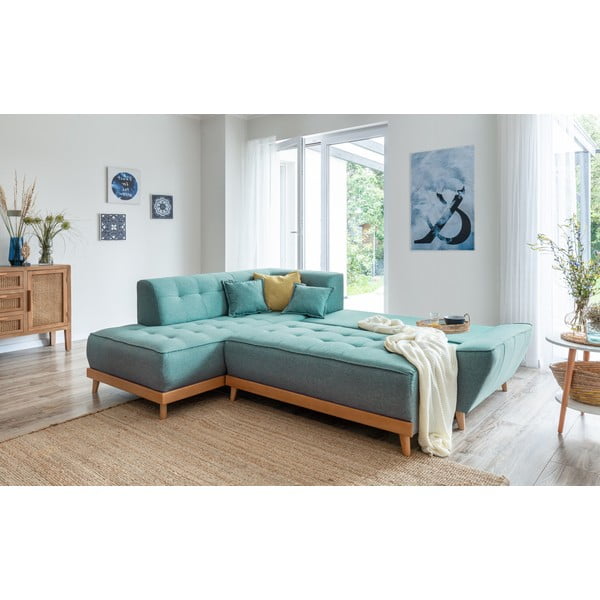 Tyrkysová rozkládací rohová pohovka (levý roh) Dazzling Daisy – Miuform-image-4